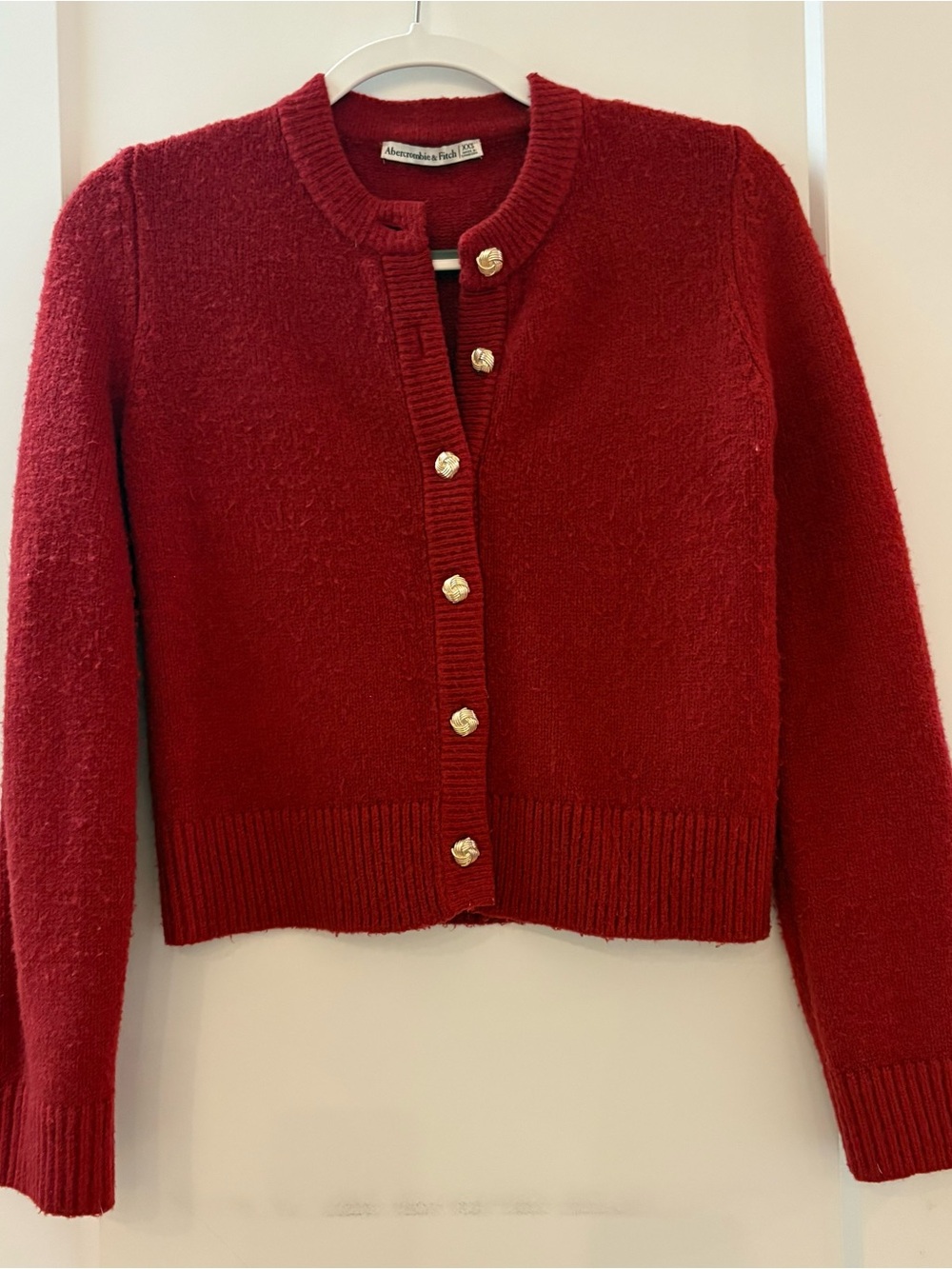 Abercrombie & Fitch Red Cardigan with Gold Buttons